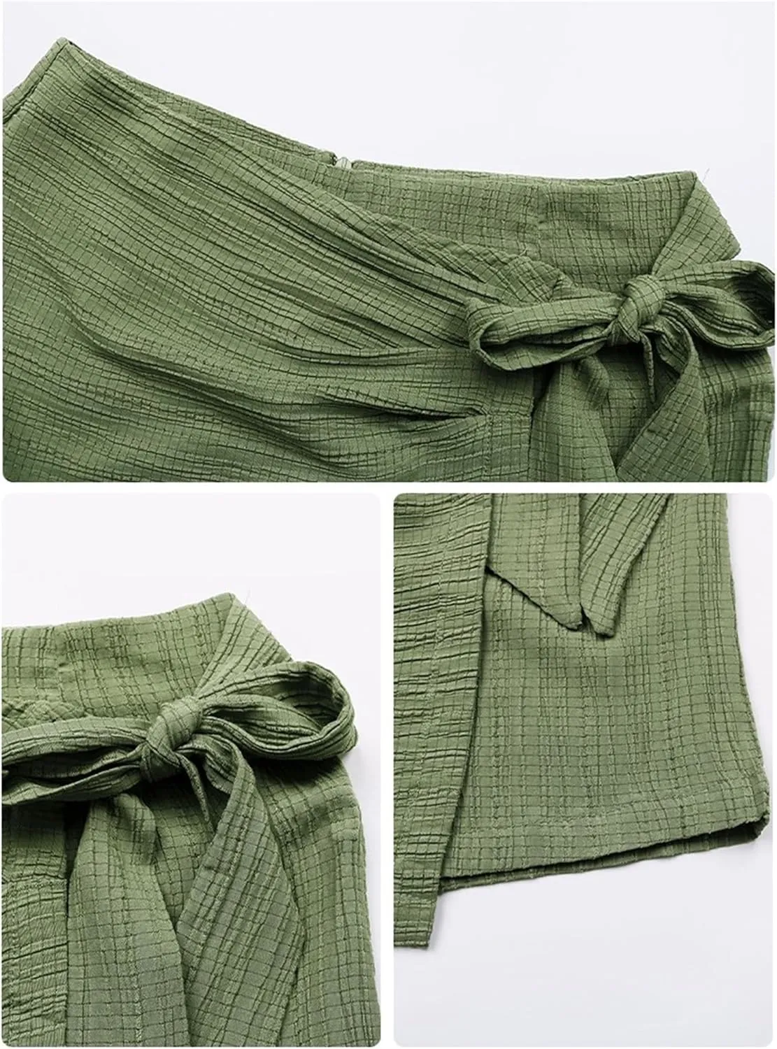 Women's Summer Mini Wrap Shorts Knot High Waist Belted Skorts for Women Zipper Casual Loose Skirt