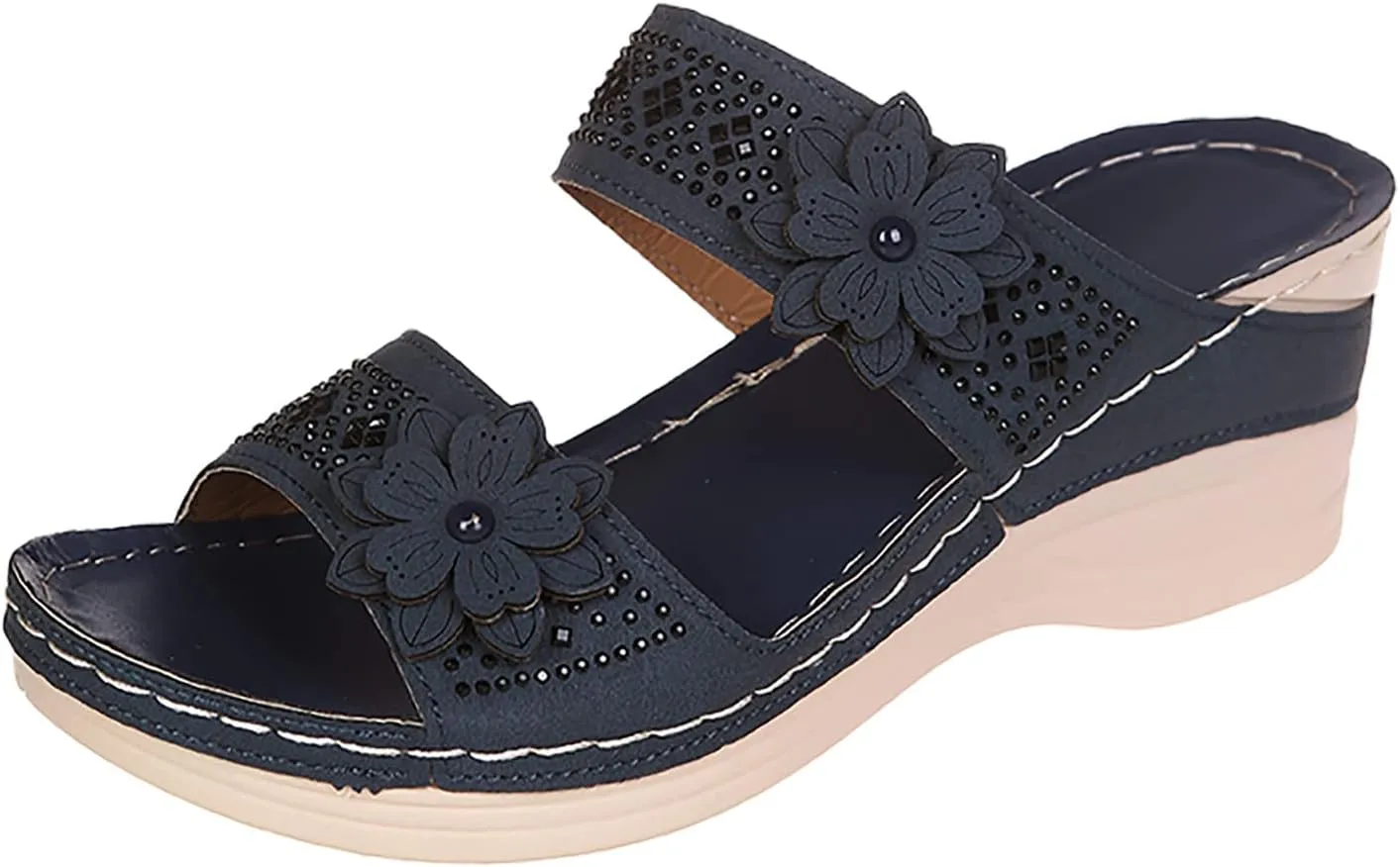 Women's Summer Sandals Arch Support Orthopedic Wedge Sandal Open Toe Slip On Platform Shoes Comfortable Walking Slides