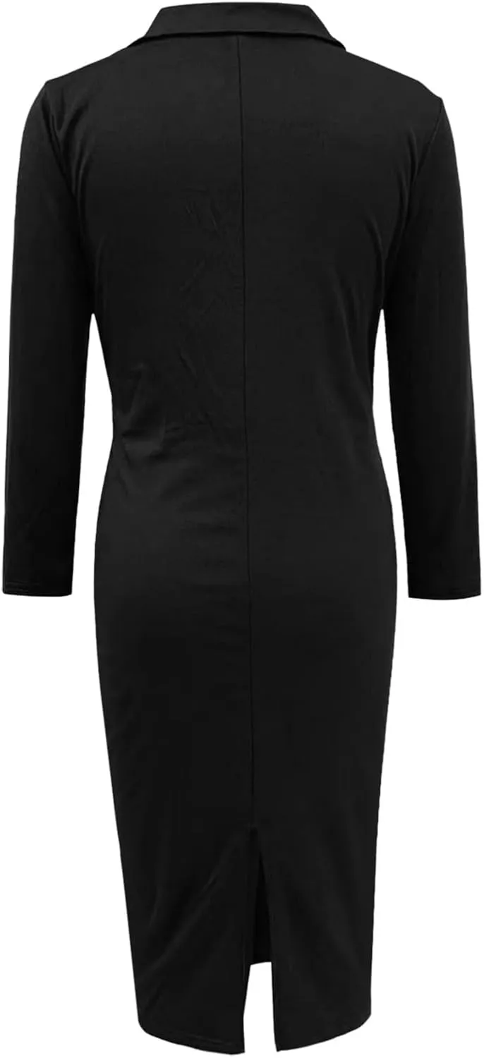 Women's Summer Soild Midi Bodycon Dresses Half Puff Sleeve Ruched Bodycon Cocktail Party Pencil Formal Dress