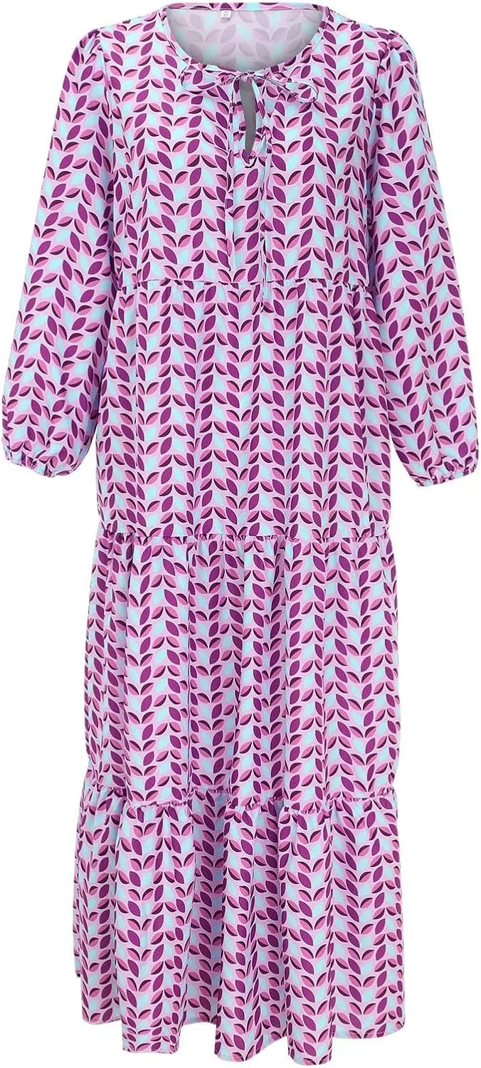 Womens Sundress Pleated Ruffle Maxi Dresses Pretty Garden Dresses for Women Long Puff Sleeve Skirt Vacation Summer 2025