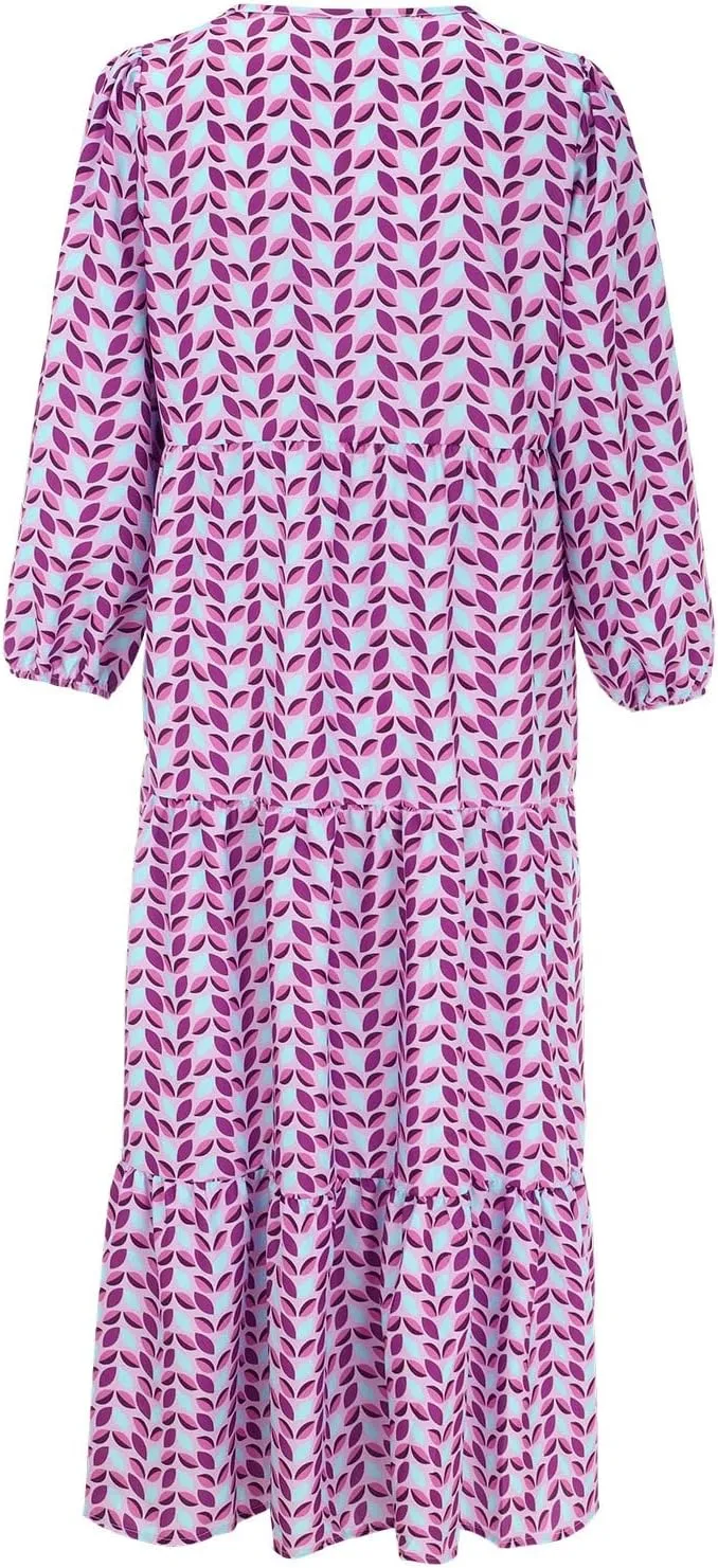 Womens Sundress Pleated Ruffle Maxi Dresses Pretty Garden Dresses for Women Long Puff Sleeve Skirt Vacation Summer 2025