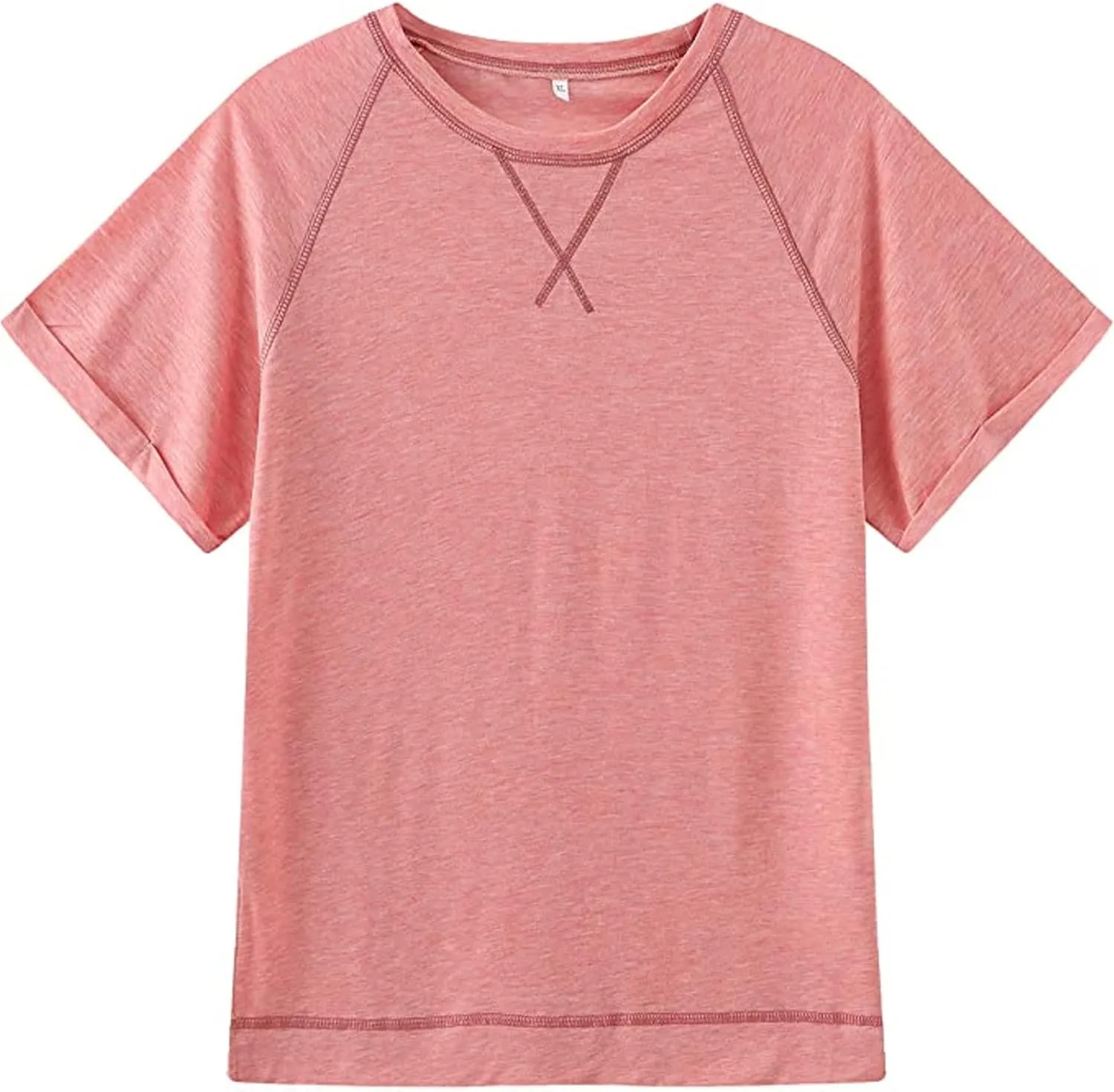 Womens Tops Crewneck Raglan Summer T Shirts Casual Short Sleeve Side Split Tee Shirts