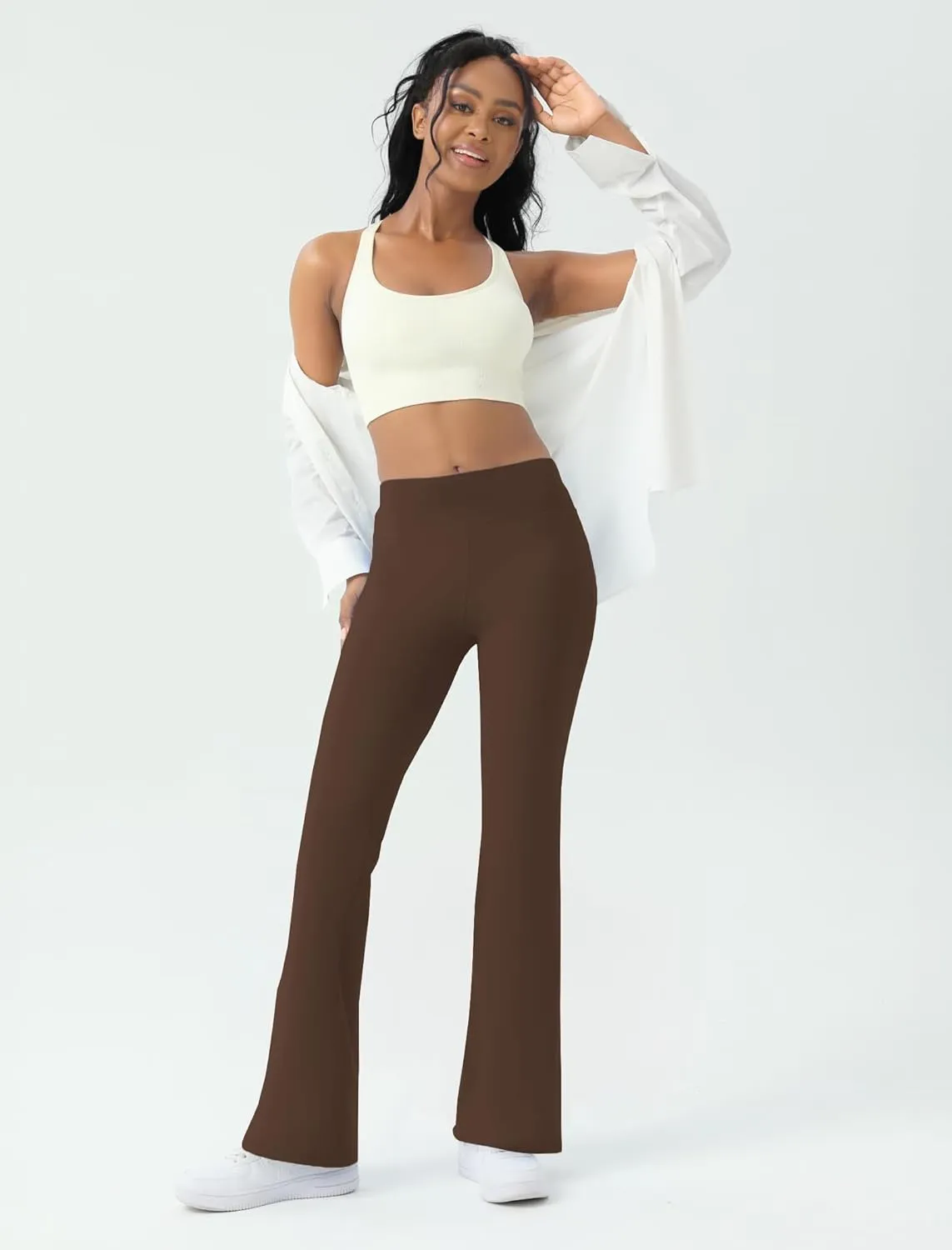 Women's Yoga Pants Bootcut Flare Leggings Flared Bell Bottom Leggings High-Waisted Workout Pants Tummy Control
