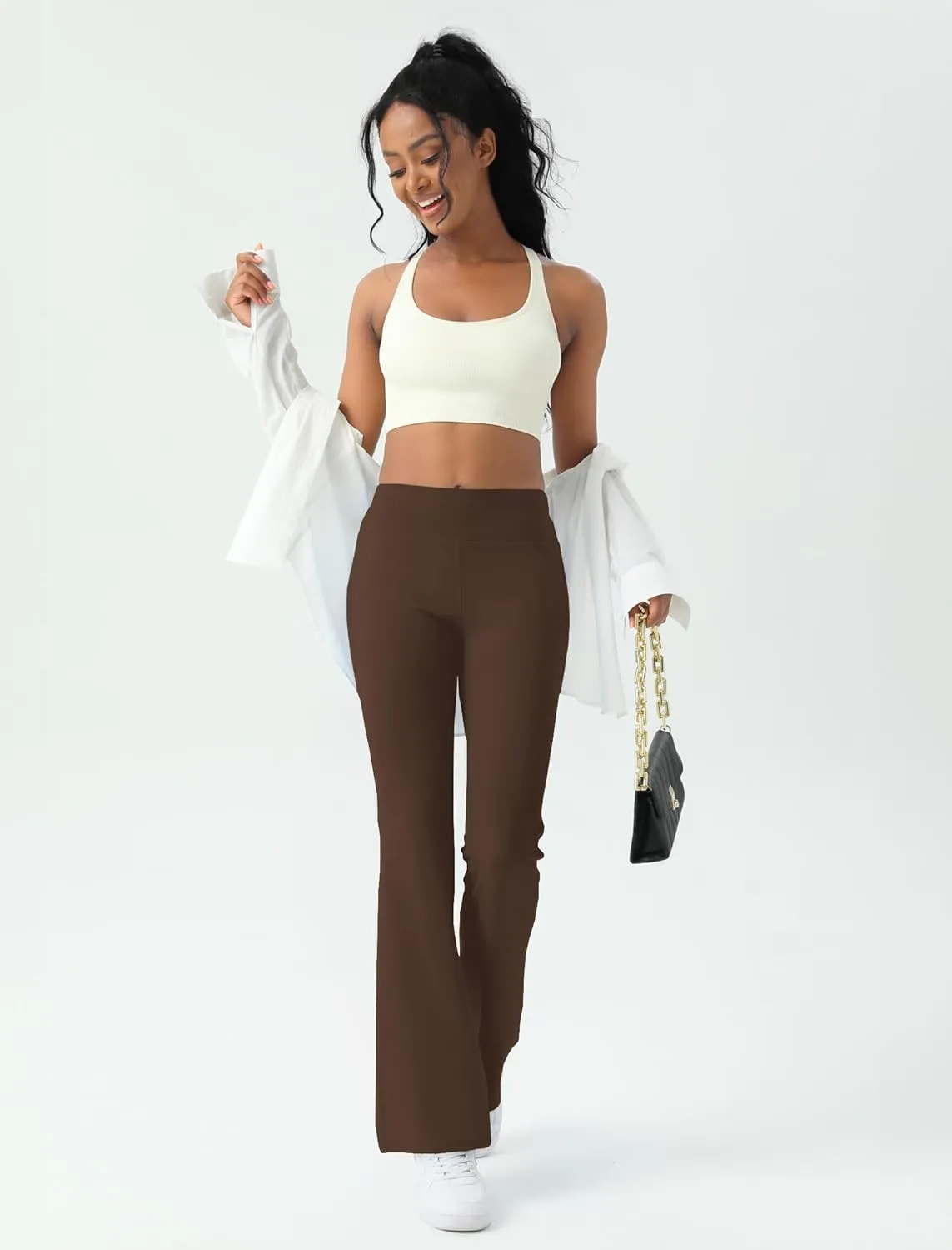 Women's Yoga Pants Bootcut Flare Leggings Flared Bell Bottom Leggings High-Waisted Workout Pants Tummy Control