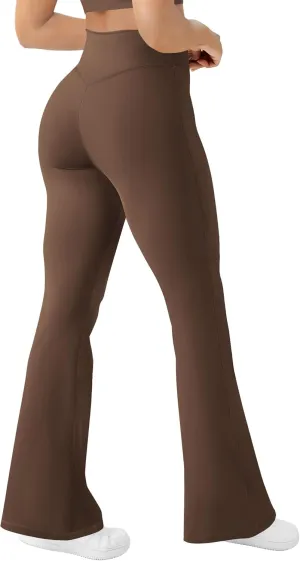 Women's Yoga Pants Bootcut Flare Leggings Flared Bell Bottom Leggings High-Waisted Workout Pants Tummy Control