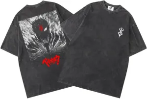 Y2K Tops Men's 90s Vintage Berserk Anime Graphic Shirts Summer Casual Tee Streetwear Harajuku Top Tshirt