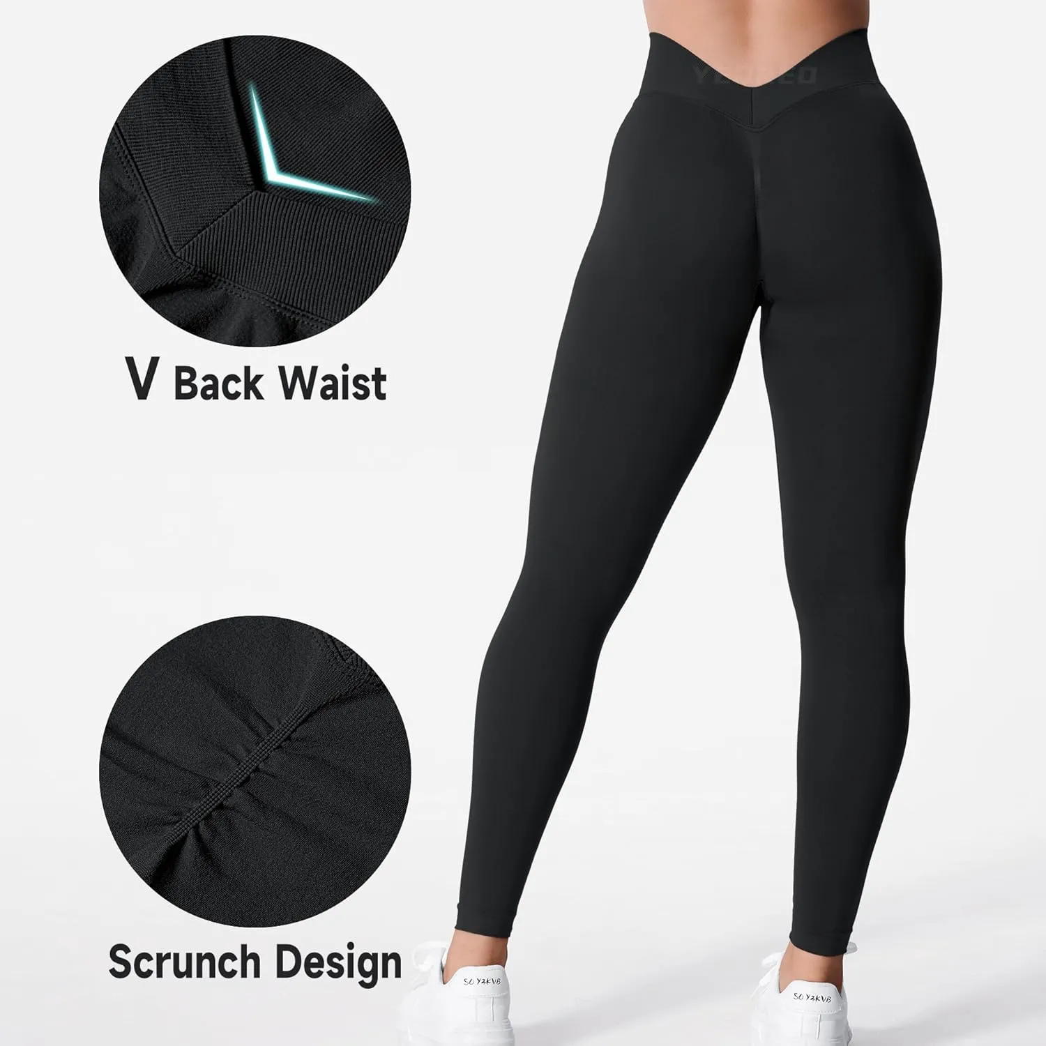 YEOREO Liz Scrunch Workout Leggings for Women High Waisted Butt Lifting V Back Waist Seamless Gym Yoga Leggings