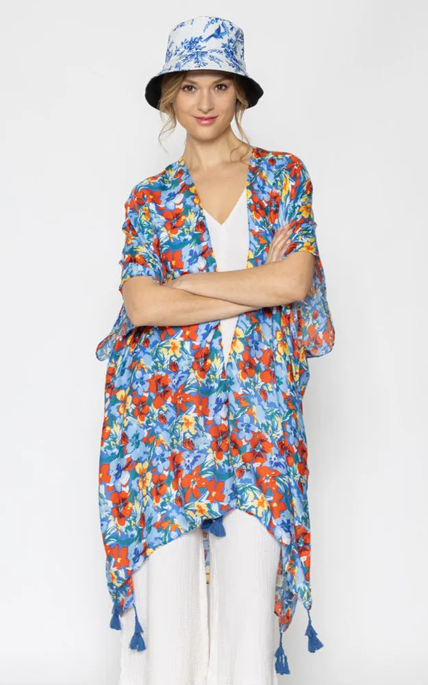YHU210071 Reversible Oriental Floral Print Cotton Bucket Hat