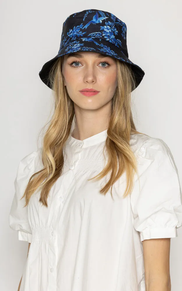 YHU210071 Reversible Oriental Floral Print Cotton Bucket Hat