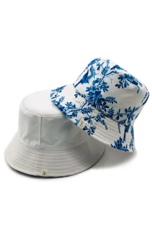 YHU210071 Reversible Oriental Floral Print Cotton Bucket Hat