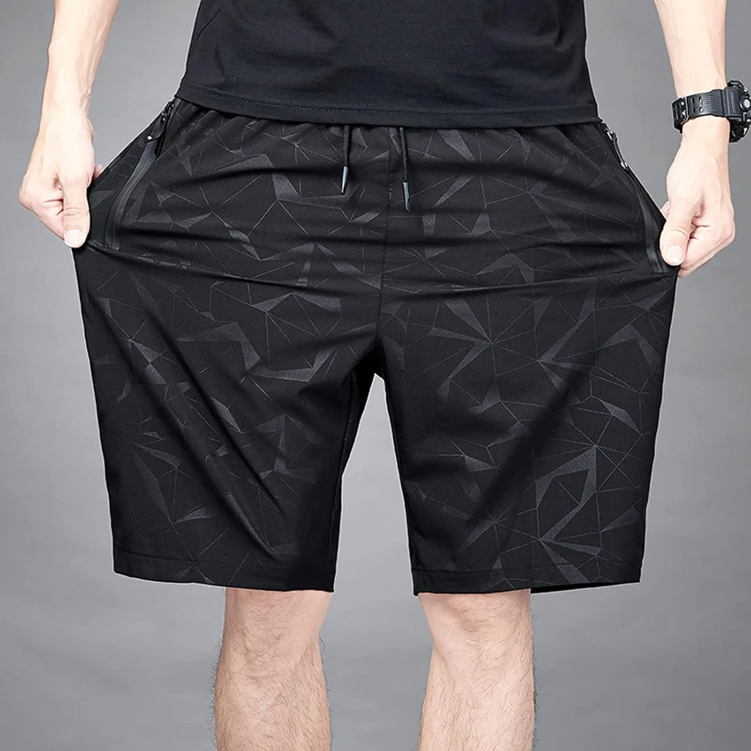 Ymosrh Men's Shorts Summer Ice Silk Quick-Drying Elastic Sports Leisure Plus Size Beach Shorts for, M-7XL
