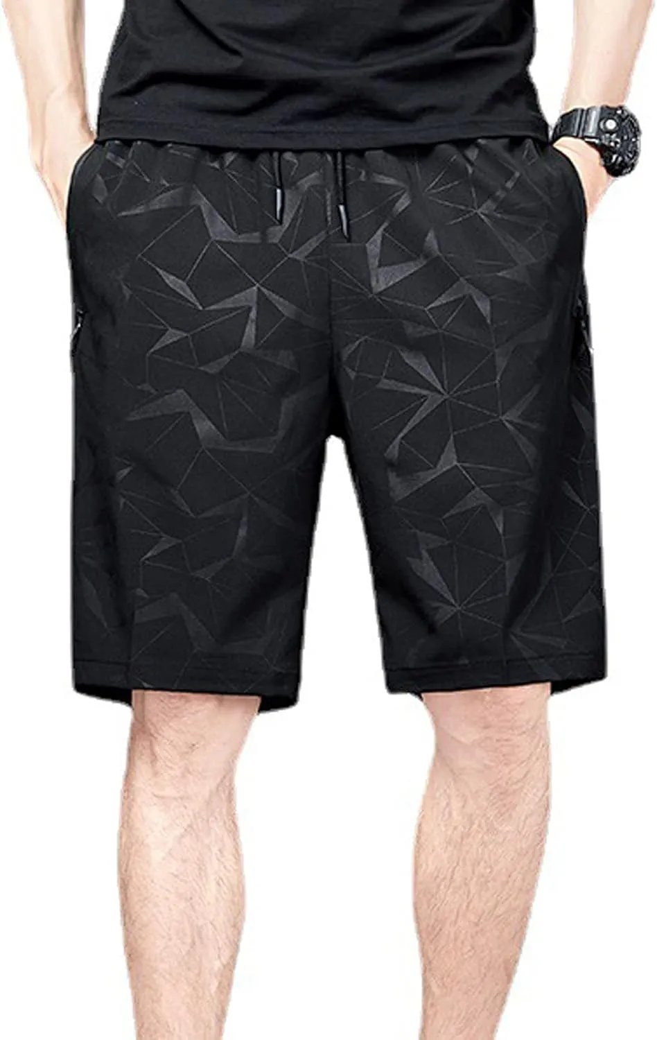 Ymosrh Men's Shorts Summer Ice Silk Quick-Drying Elastic Sports Leisure Plus Size Beach Shorts for, M-7XL