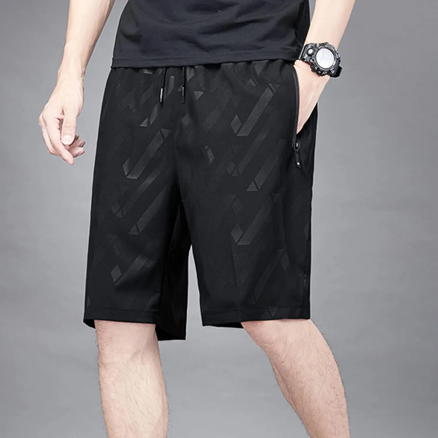 Ymosrh Men's Shorts Summer Ice Silk Quick-Drying Elastic Sports Leisure Plus Size Beach Shorts for, M-7XL