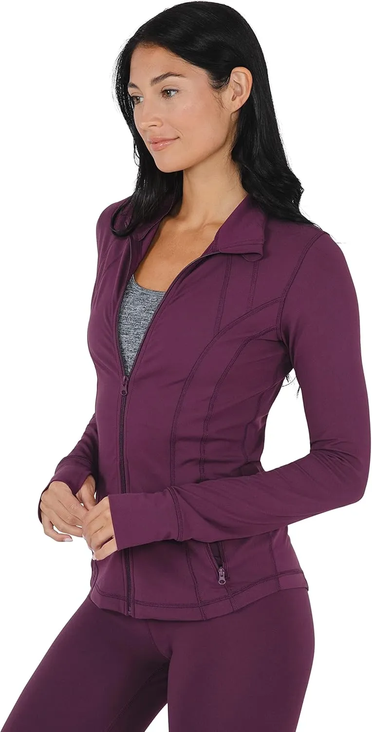 Yogalicious Womens Ultra Soft Lightweight Full Zip Yoga Jacket with Pockets