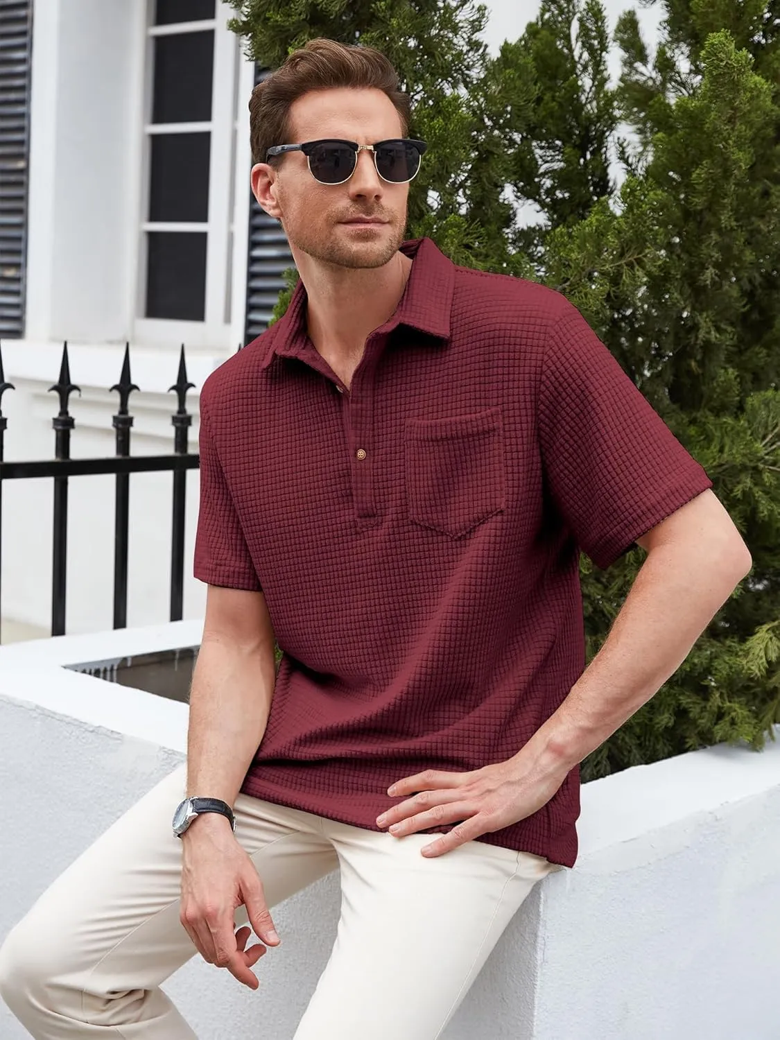 ZAFUL Men's Casual Button-Down Shirts Short Sleeve Striped Dress Shirts Button Down Tops